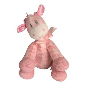 First And Main Jingling Plush Pink Spotted Giraffe Lovey Stuffed Animal Baby Toy